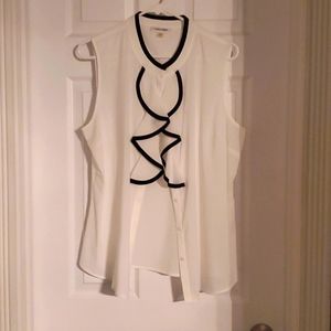 Cream and black Calvin Klein sleeveless blouse